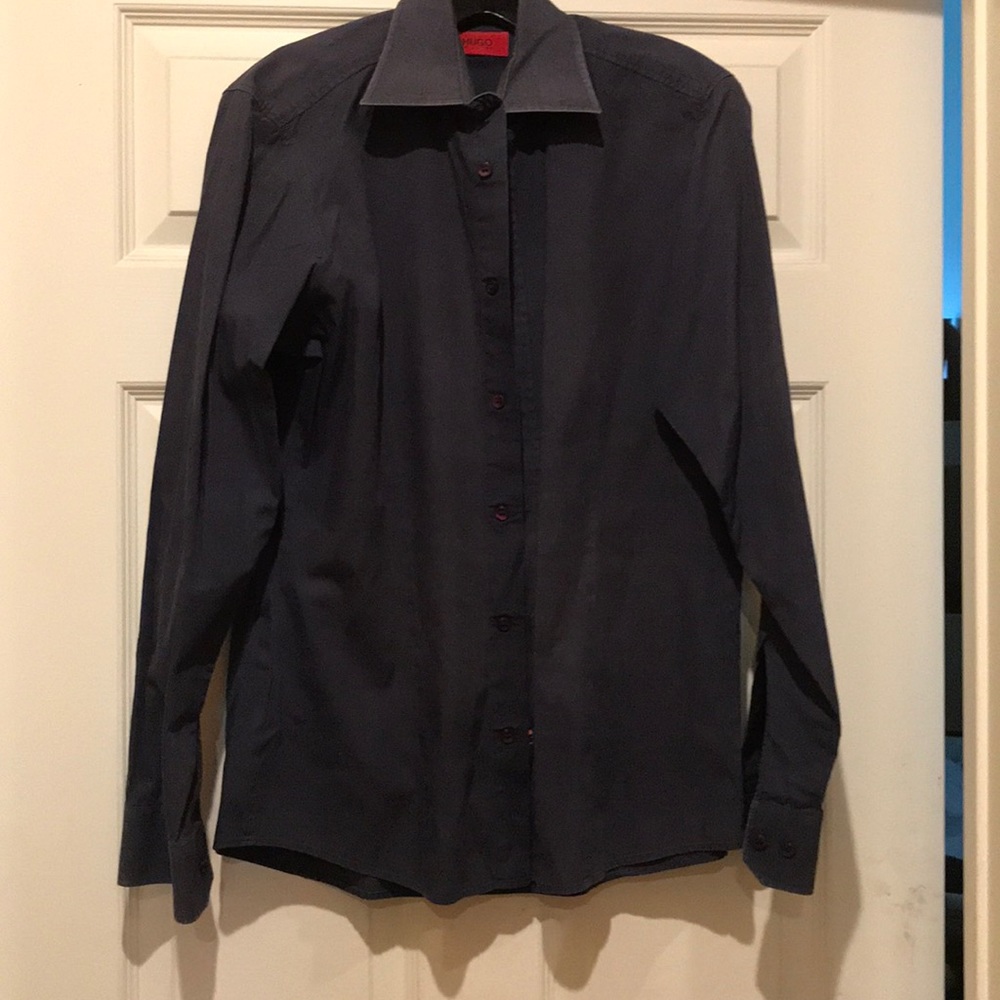 Hugo boss navy dress shirt